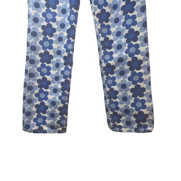 ZARA Size 6 Blue Floral Print Cotton Jeans - Picture 12 of 14